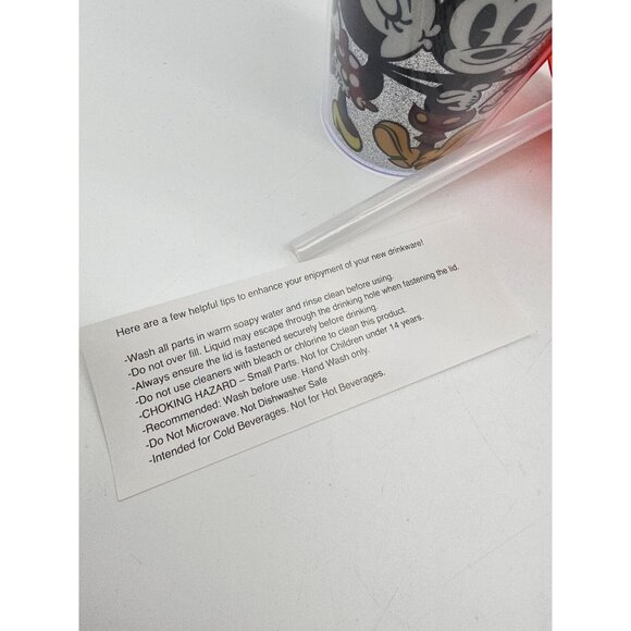 Disney Mickey Loves Mickey Kiss Glitter Flip Straw Tumbler Travel Cup NWT - Picture 8 of 13